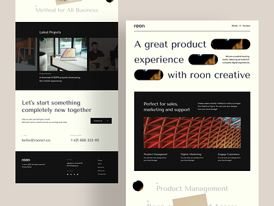 Roon: Creative Studio agency business company creative creative studio minimal popular design studio trendy design ui ux web design website