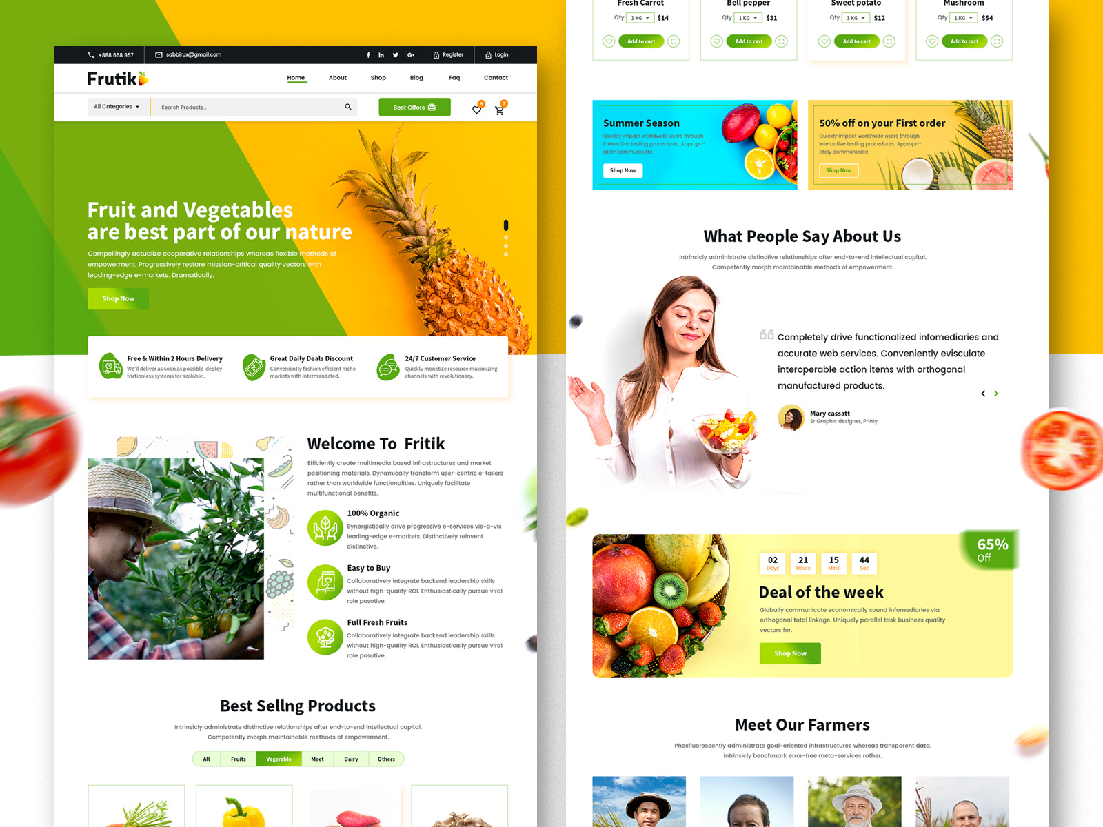 fresh fruits and vegetables website homepage concept by