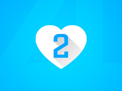 Two Years. 2 blue flat heart icon two