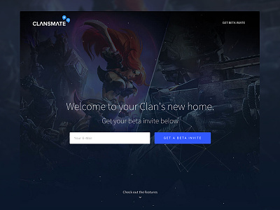 ClansMate email game landing landing page league of legends marketing social stars subscribe ui video games web