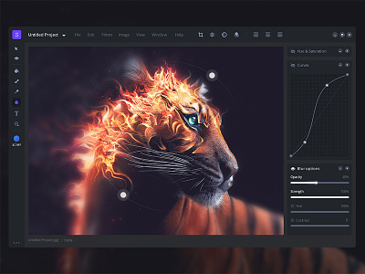 Photo editing desktop app blur dashboard desktop editing tiger