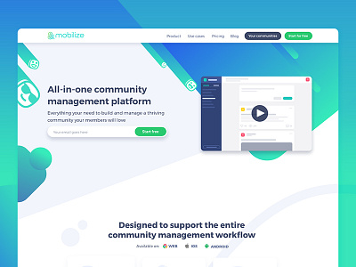 Mobilizing landing page community landing page onepager ui