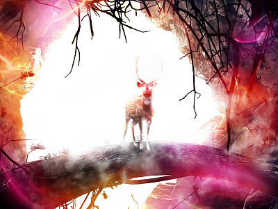 The Rising digital art drawing fantasy misty stag wallpapers