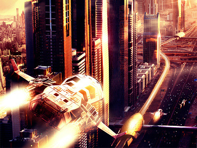 Future City digital art futuristic painting science fiction