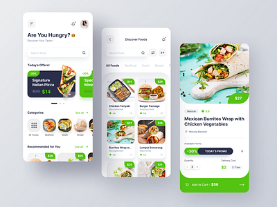 Food Delivery App app design clean clean ui food food and drink food app interaction design minimalist mobile mobile app mobile design ui uiux white