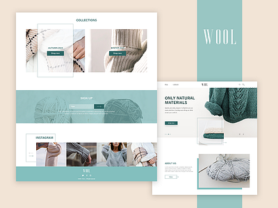 WOOL clean concept design e commerce e shop homepage landing logo minimal ui ux web website