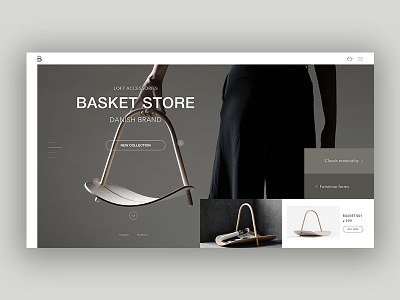 Basket clean concept design e commerce grey homepage landing minimal ui ux web website