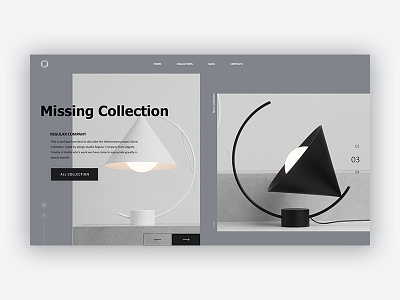 Lamp clean design e commerce grey homepage landing minimal ui ux web website