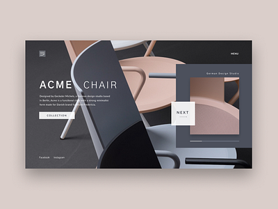 Acme Chair clean concept design e commerce grey grid homepage interior landing logo minimal typography ui ux web website
