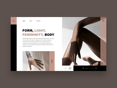 Femininity branding clean concept design e commerce grey grid homepage landing logo marketplace minimal typography ui ux web website whitespace