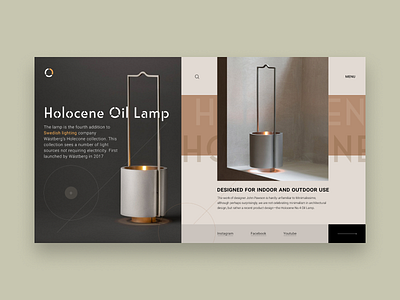 Holocene Oil Lamp clean concept design e commerce grey homepage landing logo minimal ui ux web website whitespace