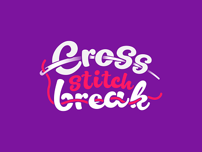 Cross Stitch Break design icon logo logotype typography vector