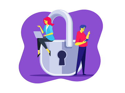 unlock art cartoon design flat illustration illustrator