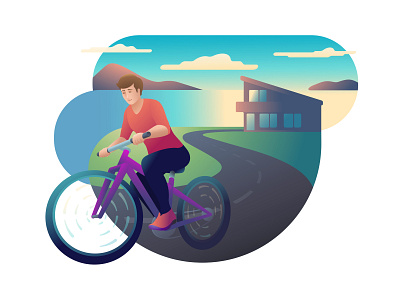 cyclist art design flat illustration illustrator vector