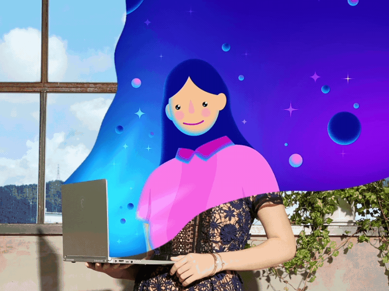 We Are Creators ae animation comet gif girl gradient motion msi notebook prestigecreation space star stars we are creators