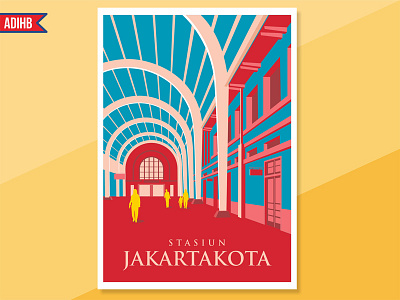 Jakarta Kota Station Poster content decoration design graphic illustrator logo poster traveler vector wall