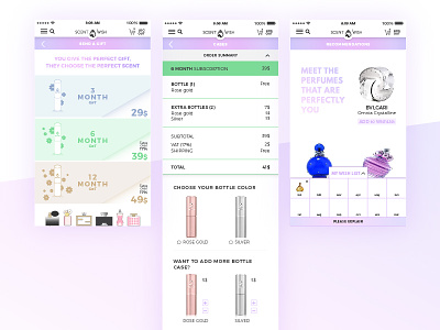 ScentWish Mobile design ecommerce gradient mobile pastel perfume ui ux