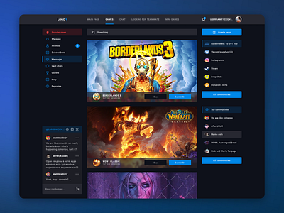 Social network for gamers design feed games gaming news social media social network ux design