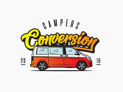 Campers Conversion - T6 Illustration and Typography design gradient illustration illustrator logo t shirt type vector