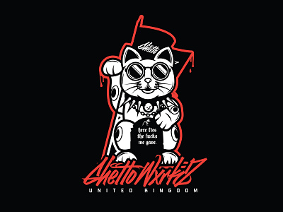 Ghetto Wxrkz - T-Shirt Design cat design graphicdesign illustration illustrator luckycat tshirt vector