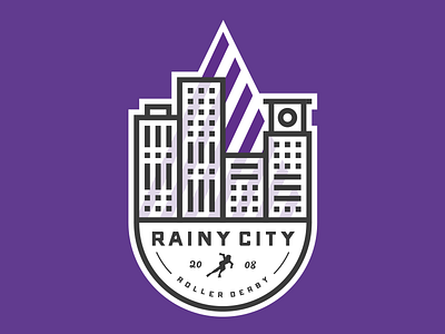 Rainy City Roller Derby New Logo buildings city lines rainy roller derby skating