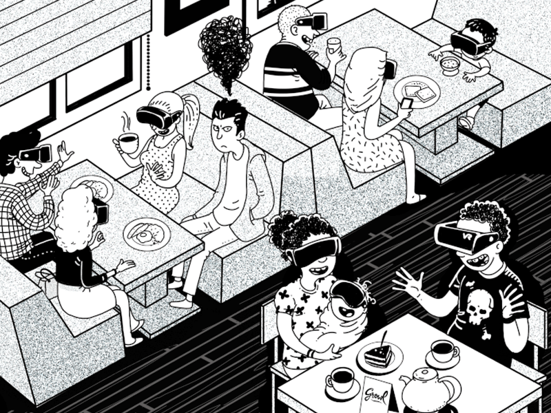 VR Cafe editorial illustration illustration