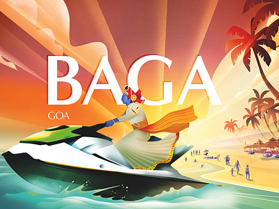 Casa Palm Doors Post Cards for Goa - Baga art deco branding design illustration postcard