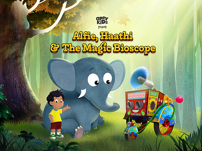 Alfie, Haathi and The Magic Bioscope app character design childrens book illustration storytelling