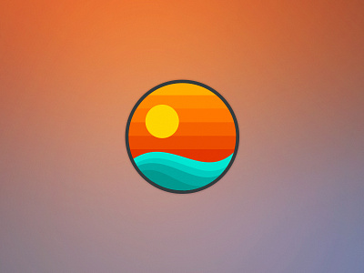 Sunset from the beach beach icons illustration summer sunset