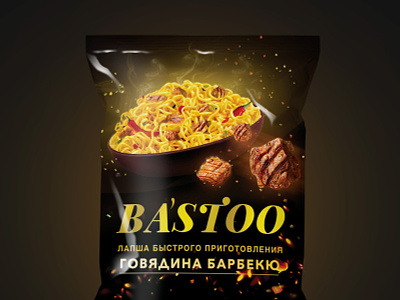 packaging instant noodles bairamov.studio black eat food graphic design meat noodles packaging steak