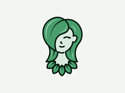 Natural girl logo beautiful beauty care character cute girl green leaf leave logo mascot natural queen woman