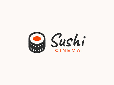 Sushi cinema logo asian cafe cinema design film filmstrip food frame icon japan japanese logo movie multimedia production restaurant strip studio sushi vector