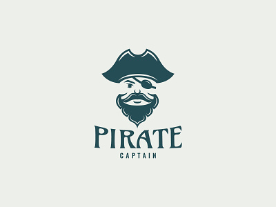 Pirate captain logo beard branding captain cartoon character cute design face gangster hat illustration logo old one eye piracy pirate retro vintage
