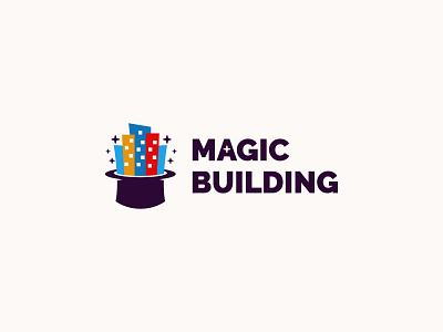 Magic building logo branding build building city construction design hat illustration imagination logo magic magician real estate shiny star town vector wizard