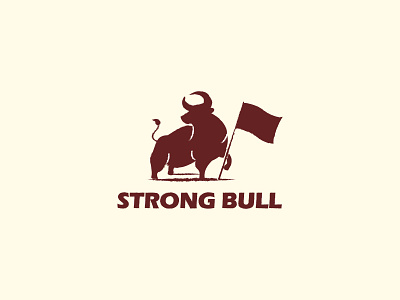 Strong bull logo aggressive angry animal bison branding buffalo bull design flag illustration logo mascot matador power red retro strength strong vintage war