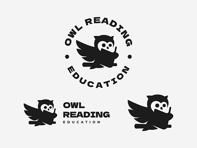 Owl Reading Logo animal bird book brand branding course design education illustration learn learning logo logo design owl read reading silhouette smart study university