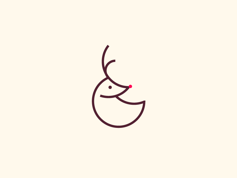 Red Nosed Reindeer rudolf reindeer santa christmas simple minimal flat design icon logo illustration animal