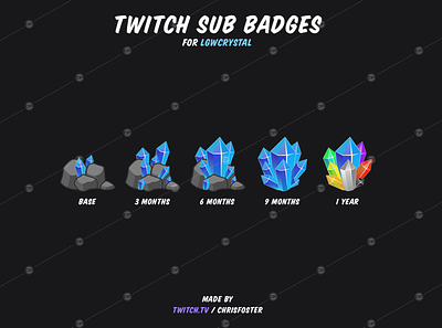 Sub Badges for LGWCrystal chrisfoster2d crystals design illustrator sub badges twitch vector