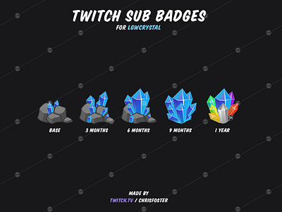 PIXEL Diamonds / Crystal Twitch Sub Badges and Discord Emotes 