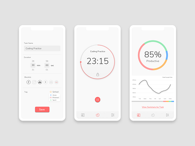 Smart timer to block distractions app concept distraction pomodoro procrastination time management timer uidesign uiux ux design