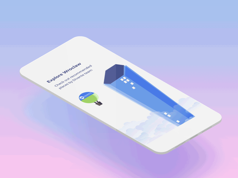 Weekly UX 7 - Welcoming Page animation app city city guide divante gif illustration registrationpage ui ux design vector weekly