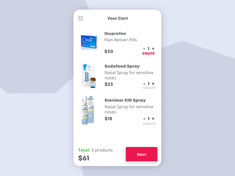 Prescription Calculator animation calculator cart divante doctor ecommerce health illustration pharmacy ux design vector weekly widget