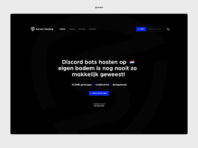 Servey Hosting | UI Frontpage design 2022 branding clean creative dark theme design dutch martijn van de laar martijnvdlaar minimalistisch modern mvdl mvdlnl nederlands ui ui trends webdesign webontwerp