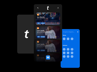 Ticketmaster App Landing black blue clean concerts creative darktheme design dutch martijn van de laar martijnvdlaar minimalistic modern mvdl show ticketmaster tickets ui