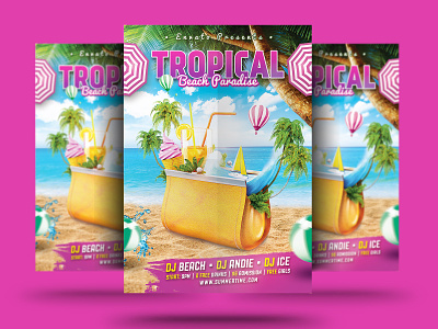 Tropical Beach Flyer beach beach flyer beach holiday beach party club flyer island nightclub party party flyer poster psd sea sky summer summer car summer event summer holiday summer party summer poster