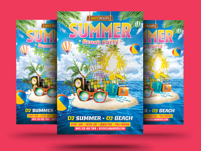 Summer Beach Party beach beach flyer beach holiday beach party club flyer island nightclub party party flyer poster psd sea sky summer summer car summer event summer holiday summer party summer poster