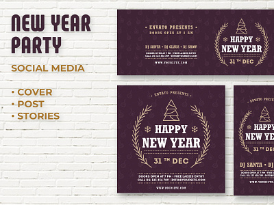 Happy New Year Social Media Template posts