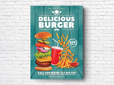 Burger Flyer burger burger flyer burger menu burger poster cafe cheesburger dinner drink fast food festival food food flyer french fries grill hamburger happy hour hot dog ketchup menu print