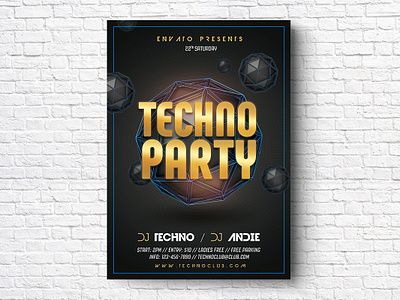 Techno Party Flyer clubm electro party event flyer nightclub party psd techno techno flyer techno party template