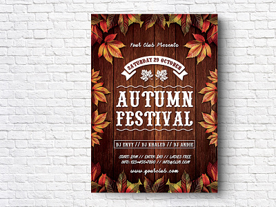 Autumn Fall Festival Flyer autumn celebration club design event fall festival flyer halloween harvest holiday invitation leaf leaves music night nightclub october octoberfest oktoberfest